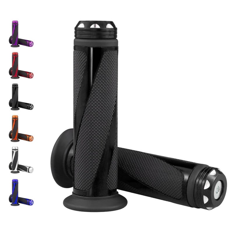 amavoler Universal Motorcycle Handlebar Grips Fits for Motorcycles with 7/8"" Left Grip and 1"" Right (Black) - Image 1